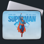Look Up It’s Superman Laptop Sleeve<br><div class="desc">Soar into classic comic book action with this electrifying Superman artwork! Featuring the Man of Steel flying skyward in a powerful pose, this vibrant design channels vintage comic book vibes with a modern edge. His red cape billows behind him as he punches through the sky, framed by bold blue lettering...</div>