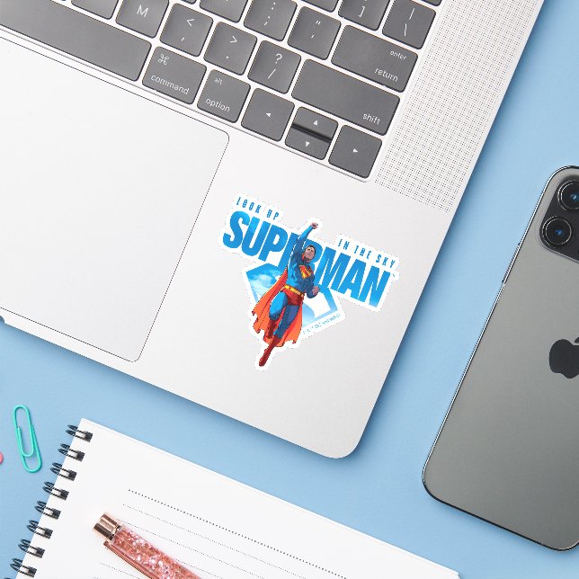 Look Up It’s Superman Sticker (Laptop w/ iPhone)