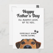 Look Up To You Funny Fathers Day Postcard From Dog (Front/Back)