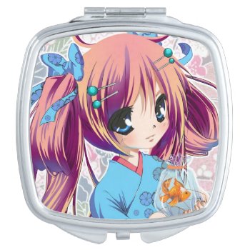 'look What I Got!' Compact Mirror Manga Cute by RuthKeattchArt at Zazzle