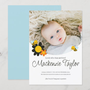 Look Who is Here New Baby Bee themed Announcement