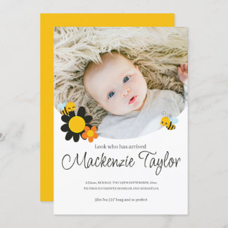 Look Who is Here New Baby Bee themed Announcement