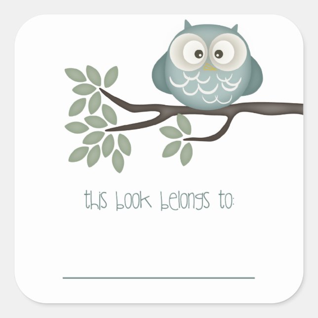 Look Whooo's Having A Baby {Teal} | Bookplates (Front)