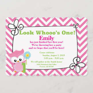Look Whooo's One! Owl First Birthday Invitation
