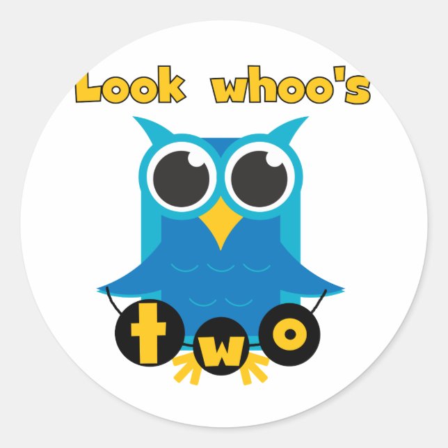 Look Whoo's 2 Birthday Tshirts and Gifts Classic Round Sticker (Front)