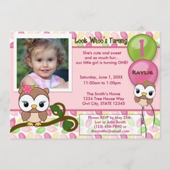 Look Whoo's Turning Owl Birthday Invitation(photo) Invitation by MonkeyHutDesigns at Zazzle