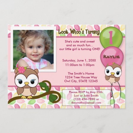 Look Whoo's Turning Owl Birthday Invitation(photo) Invitation