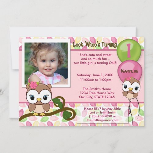Look Whoo's Turning OWL birthday invitation(photo)