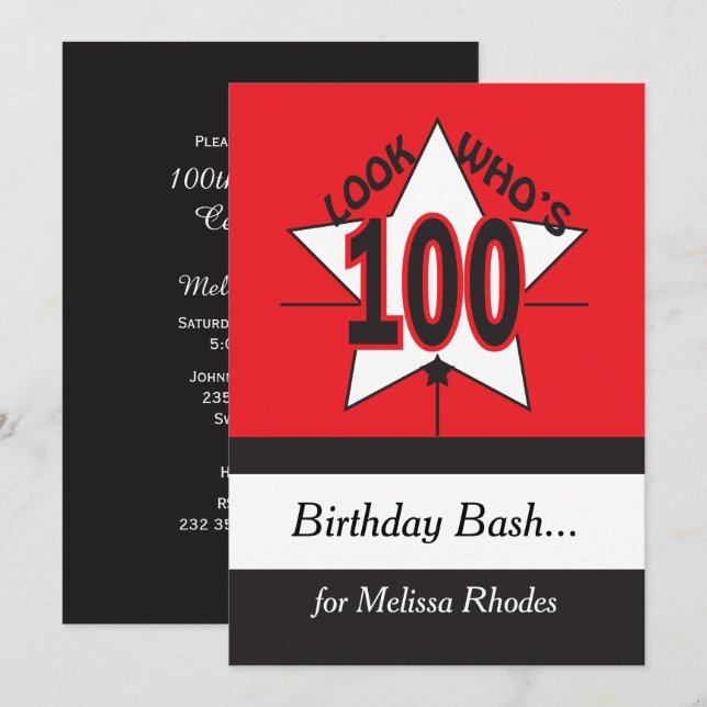 Look Who's 100 Birthday | 100th Inivitation Invitation (Front/Back)