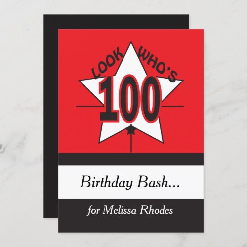 Look Whos 100 Birthday  100th Inivitation Invitation