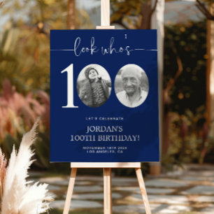 Look Who's 100 Blue 100th Birthday Poster