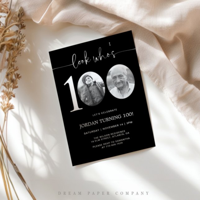 Look Who's 100 | Photo 100th Birthday Invite (Creator Uploaded)