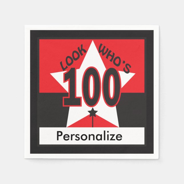 Look Who's 100 Years Old | 100th Birthday Paper Napkins (Front)