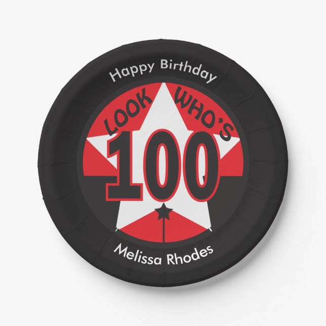 Look Who's 100 Years Old | 100th Birthday Paper Plates (Front)