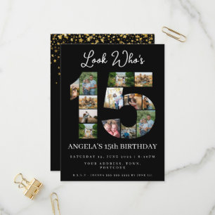 look who's 15 Photo Collage quinceanera invite