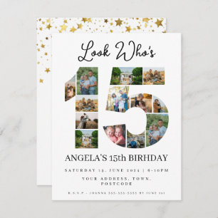 look who's 15 Photo Collage quinceaneras teen  Invitation