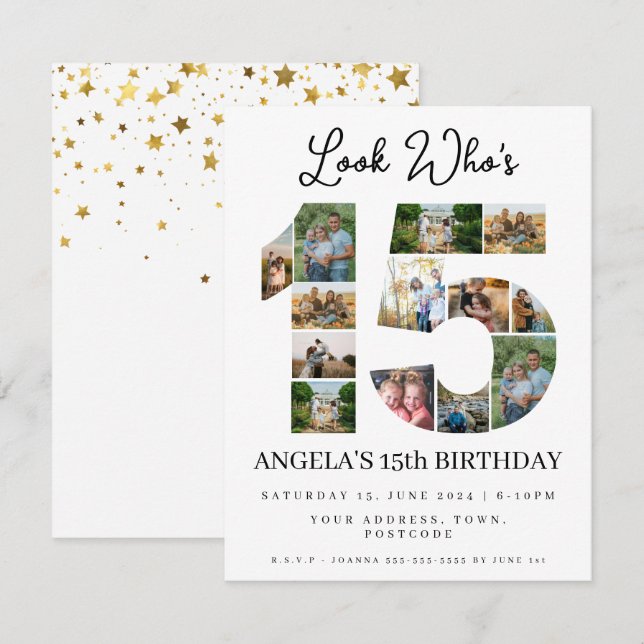 look who's 15 Photo Collage quinceaneras teen  Invitation (Front/Back)