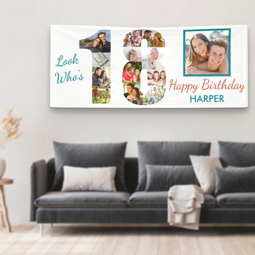 Look Whos 18 Photo Collage 18th Birthday Party Banner