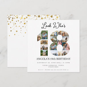 look who's 18 Photo Collage teenager birthday Invitation