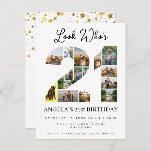 look whos 21 Customizable Photo Collage sign Invitation