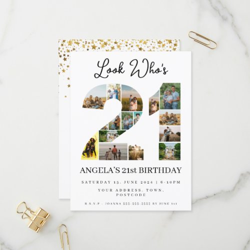 look whos 21 Customizable Photo Collage sign Invitation Postcard