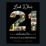 look who's 21 happy 21st birthday photos collage poster<br><div class="desc">Celebrate turning 21 with a custom photo montage poster from The Arty Apples. This personalized poster highlights treasured memories,  making it a special keepsake for a significant milestone birthday.</div>