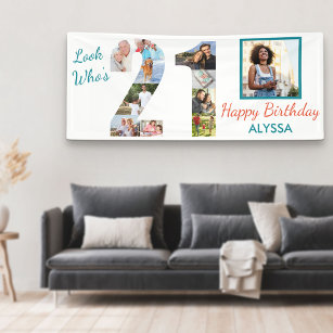 Look Who's 21 Photo Collage 21st Birthday Party Banner