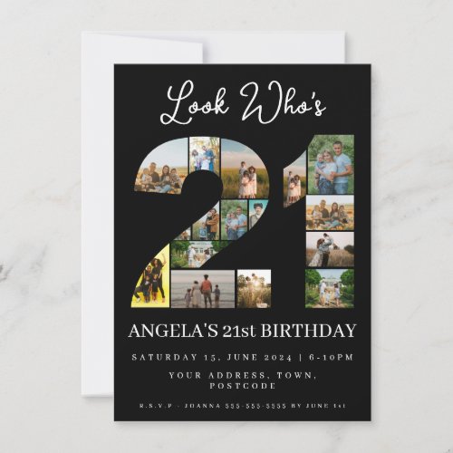 look whos 21 Photo Collage sign 21st birthday Invitation