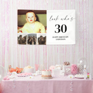 Look Who's 30 Birthday Party 4 Photo Collage Banner