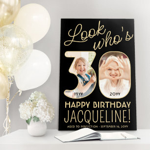 Look Who's 30 Black & Gold 2 Photo Birthday Party Foam Board