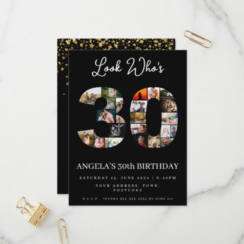 look whos 30 Customizable Photo Collage sign Invitation Postcard