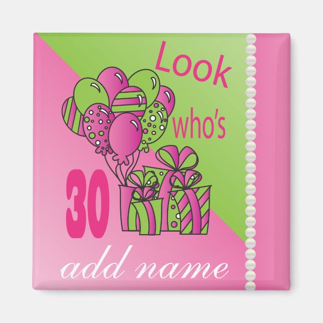 Look Who's 30 | DIY Text | 30th Birthday Magnet (Front)