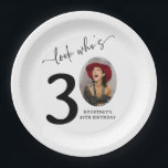 Look Who's 30! Modern Photo 30th Birthday Paper Plates<br><div class="desc">Celebrate turning 30 with style and personality! Our 'Look who's 30' Party Paper Plates are not just plates, they are a keepsake. With an added photo of the birthday star in the zero of the age, these plates transform a standard birthday celebration into a unique, memorable event. Not just an...</div>
