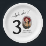 Look Who's 30! Modern Photo 30th Birthday Paper Plates<br><div class="desc">Celebrate turning 30 with style and personality! Our 'Look who's 30' Party Paper Plates are not just plates, they are a keepsake. With an added photo of the birthday star in the zero of the age, these plates transform a standard birthday celebration into a unique, memorable event. Not just an...</div>