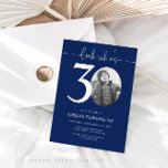 Look Who's 30 | Navy 30th Birthday Invite<br><div class="desc">Celebrate your milestone 30th birthday with timeless style using this Look Who’s 30 minimalist invitation! Featuring a sleek, modern design this navy blue invitation is perfect for those who prefer simplicity with a touch of elegance. Fully customizable, you can easily add your party details to create a personal and sophisticated...</div>