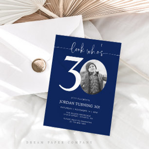Look Who's 30 Navy 30th Birthday Invite