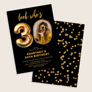 Look Who's 30 Photo Balloon 30th Birthday Invitation