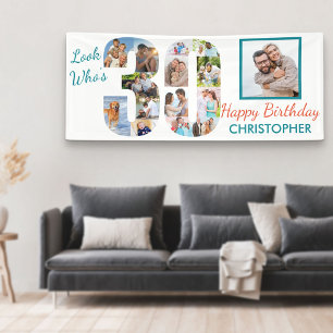 Look Who's 30 Photo Collage 30th Birthday Party Banner