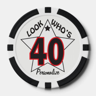 Look Who's 40 40th Birthday Poker Chips