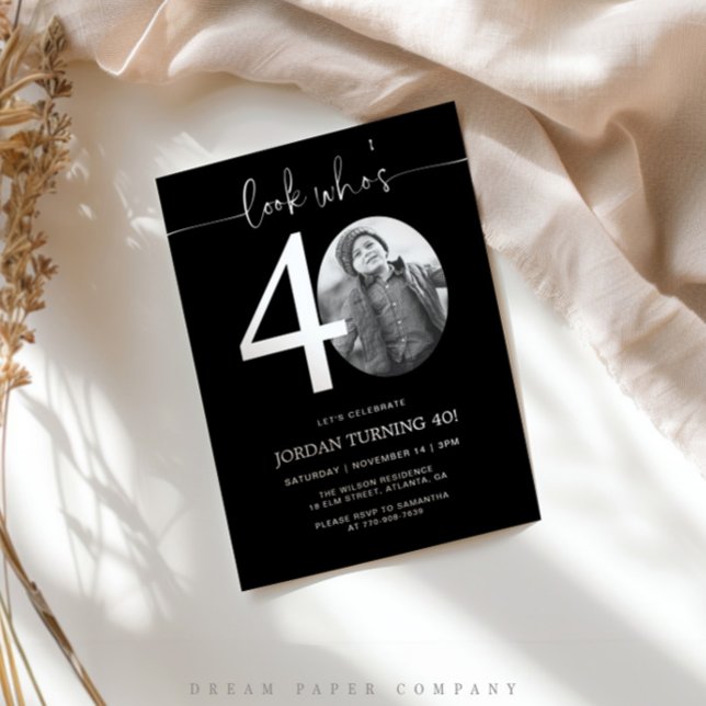 Look Who's 40 | Black 40th Birthday Invite (Creator Uploaded)