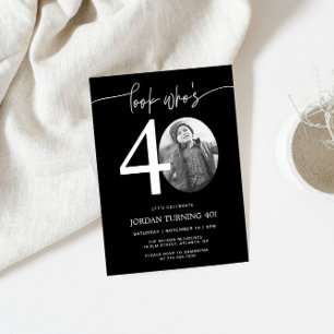 Look Who's 40 Black 40th Birthday Invite