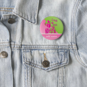 Look Who's 40 in Pink - 40th Birthday Button