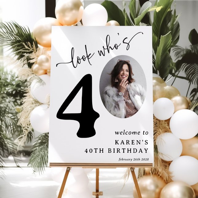 Look Who's 40! Modern Photo 40th Birthday Foam Board (Creator Uploaded)