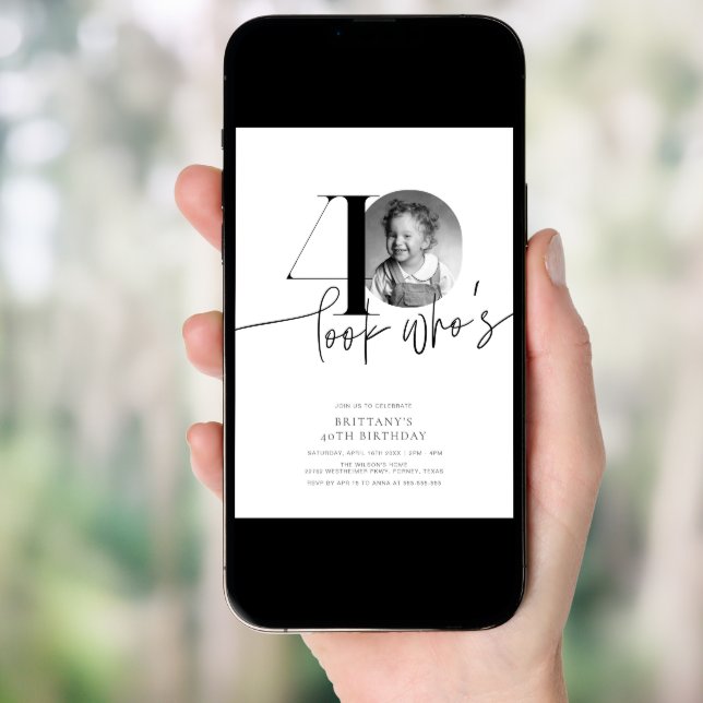 Look Who's 40 Modern Simple 40th Birthday Invitation (Front Digital)