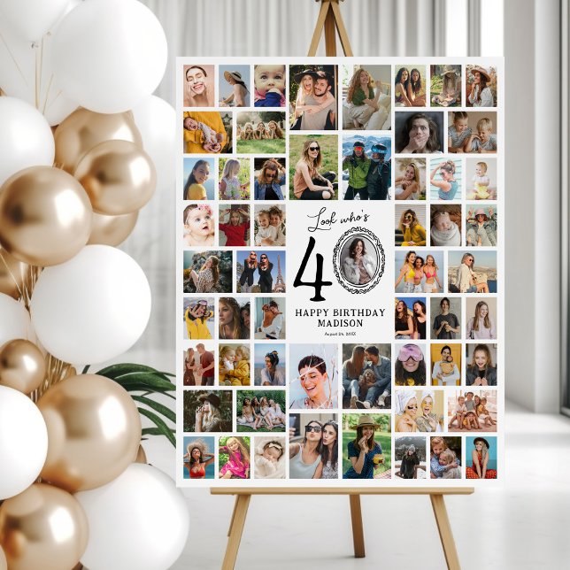 Look Whos 40 Photo Collage Forty Birthday Foam Board (Creator Uploaded)