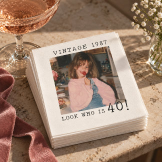 Look Who's 40 Vintage Childhood Photo Birthday Napkins