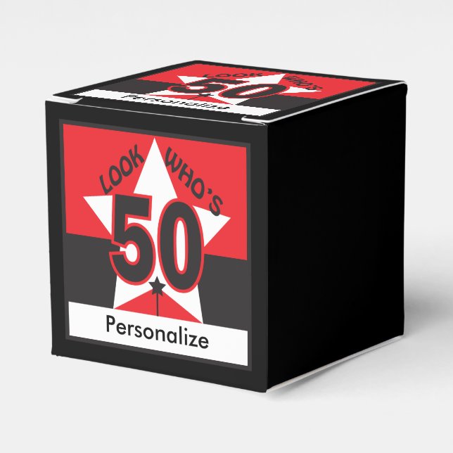 Look Who's 50 Birthday Favor Boxes (Front Side)