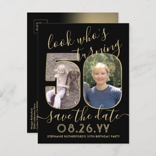 Look Whos 50 Birthday Party Save The Date 2 Photo Announcement Postcard