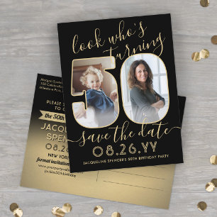 Look Who's 50 Birthday Party Save The Date 2 Photo Announcement Postcard