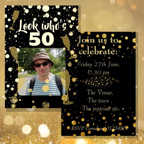 Look whos 50 birthday photo invite 50th